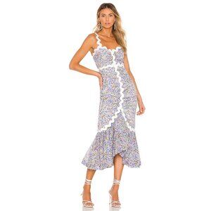 Alice McCall Lady Floral Midi Silk Blend Dress in Lavender